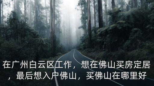 在廣州白云區工作，想在佛山買房定居，最后想入戶佛山，買佛山在哪里好
