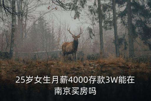 25歲女生月薪4000存款3W能在南京買房嗎
