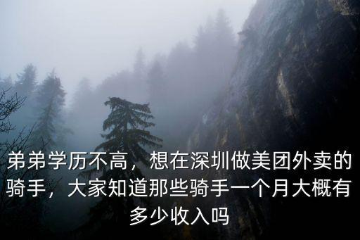 弟弟學歷不高，想在深圳做美團外賣的騎手，大家知道那些騎手一個月大概有多少收入嗎