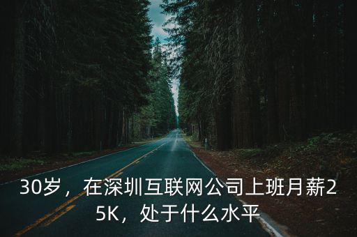 30歲，在深圳互聯網公司上班月薪25K，處于什么水平