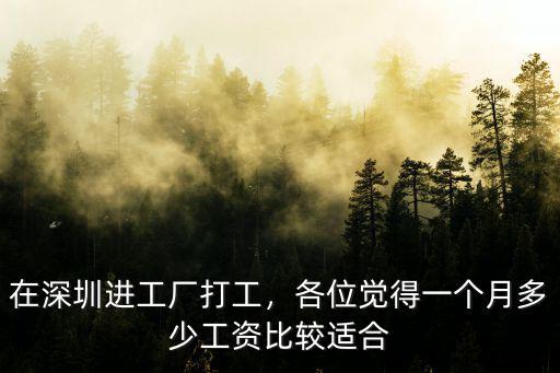 在深圳進工廠打工，各位覺得一個月多少工資比較適合