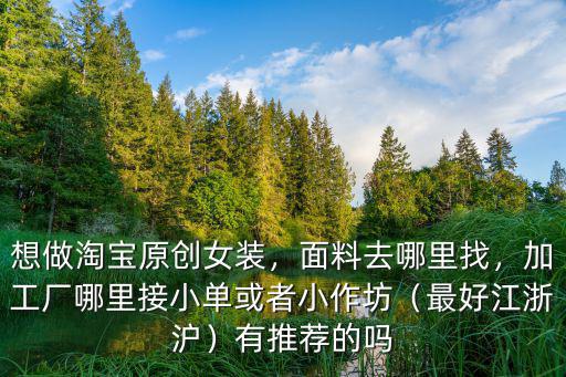 想做淘寶原創女裝，面料去哪里找，加工廠哪里接小單或者小作坊（最好江浙滬）有推薦的嗎