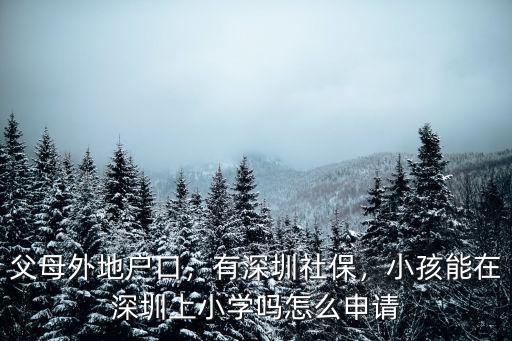 父母外地戶口，有深圳社保，小孩能在深圳上小學嗎怎么申請