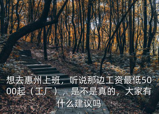 想去惠州上班，聽說那邊工資最低5000起（工廠），是不是真的，大家有什么建議嗎