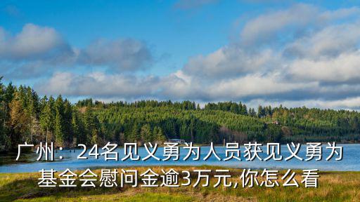 廣州：24名見義勇為人員獲見義勇為基金會慰問金逾3萬元,你怎么看