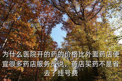 為什么醫院開的藥的價格比外面藥店便宜很多藥店服務員說，藥店買藥不是省去了掛號費
