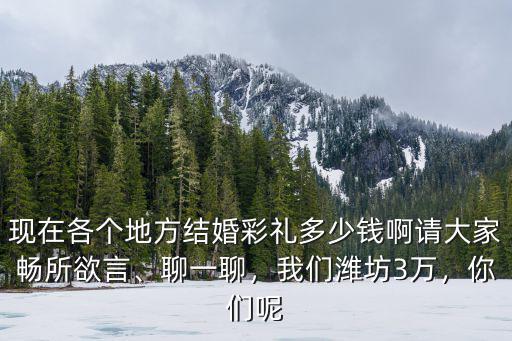 現在各個地方結婚彩禮多少錢啊請大家暢所欲言、聊一聊，我們濰坊3萬，你們呢
