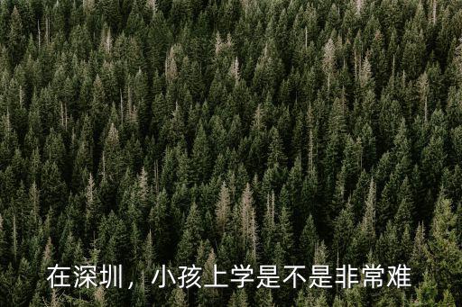 在深圳，小孩上學是不是非常難