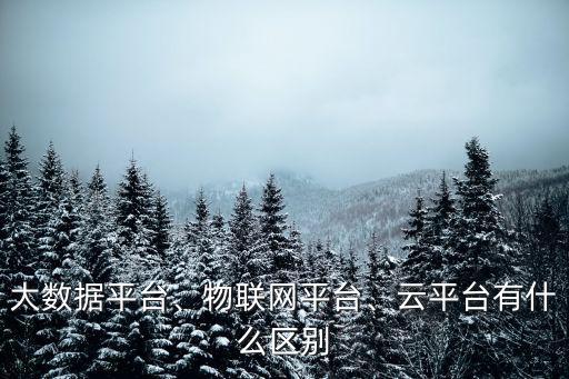 大數據平臺、物聯網平臺、云平臺有什么區別