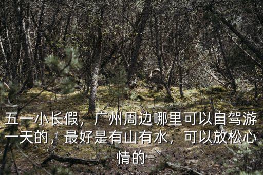 廣州哪里可以喝山泉水,可以放松心情的