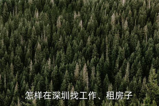怎樣在深圳找工作、租房子
