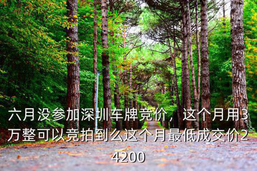 六月沒參加深圳車牌競價，這個月用3萬整可以競拍到么這個月最低成交價24200