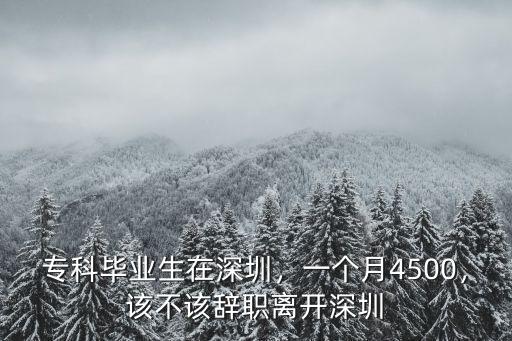 專科畢業(yè)生在深圳，一個(gè)月4500，該不該辭職離開深圳