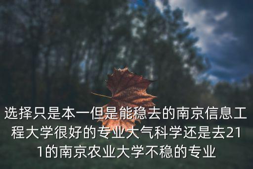 選擇只是本一但是能穩去的南京信息工程大學很好的專業大氣科學還是去211的南京農業大學不穩的專業