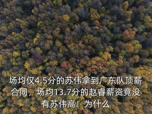 場均僅4.5分的蘇偉拿到廣東隊頂薪合同，場均13.7分的趙睿薪資竟沒有蘇偉高！為什么