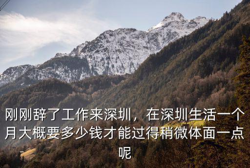 剛剛辭了工作來深圳，在深圳生活一個月大概要多少錢才能過得稍微體面一點呢