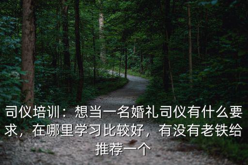 司儀培訓：想當一名婚禮司儀有什么要求，在哪里學習比較好，有沒有老鐵給推薦一個