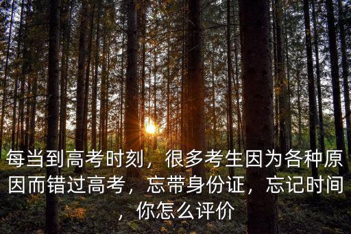 每當到高考時刻，很多考生因為各種原因而錯過高考，忘帶身份證，忘記時間，你怎么評價
