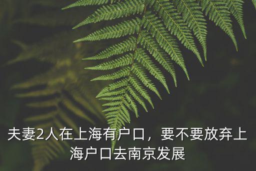 南京人在上海有多少,夫妻2人在上海有戶口