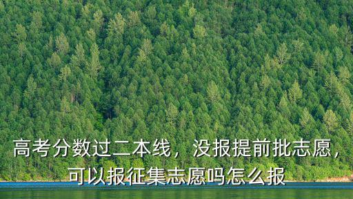 廣東高考征集志愿怎么報,沒報提前批志愿