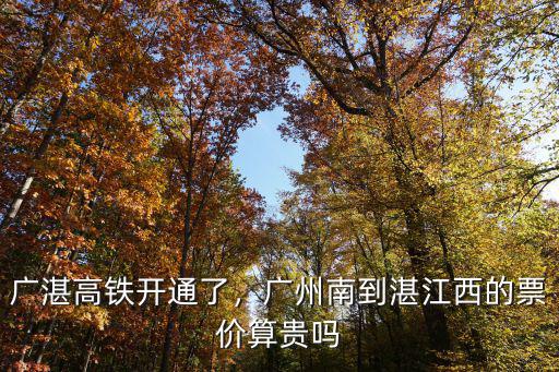 廣湛高鐵開通了，廣州南到湛江西的票價算貴嗎