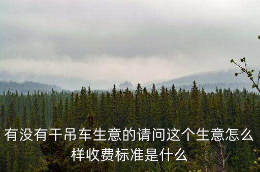 有沒有干吊車生意的請問這個生意怎么樣收費標準是什么