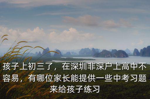 孩子上初三了，在深圳非深戶上高中不容易，有哪位家長能提供一些中考習題來給孩子練習