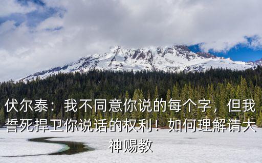 伏爾泰：我不同意你說的每個(gè)字，但我誓死捍衛(wèi)你說話的權(quán)利！如何理解請大神賜教
