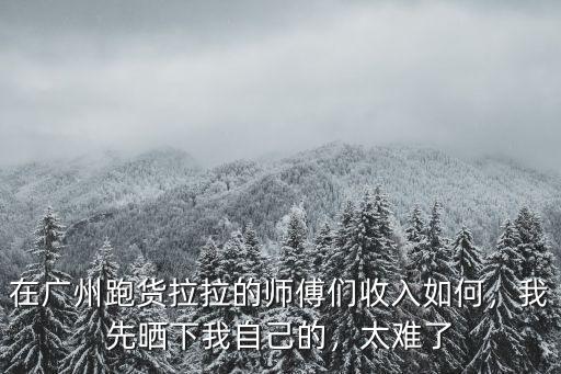 廣州貨拉拉要多少錢,在廣州跑貨拉拉