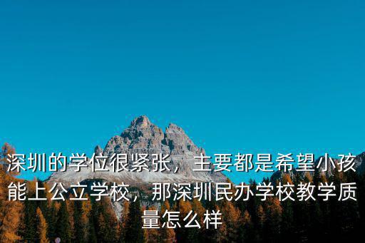 深圳的學位很緊張，主要都是希望小孩能上公立學校，那深圳民辦學校教學質量怎么樣