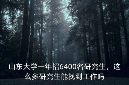 山東大學一年招6400名研究生，這么多研究生能找到工作嗎