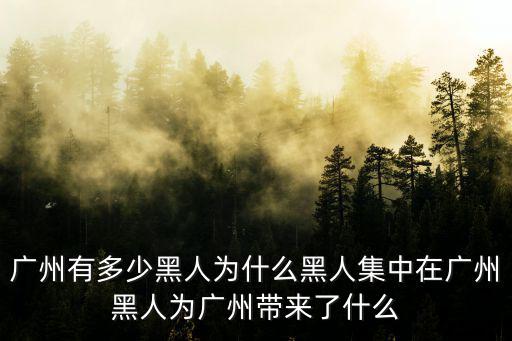 目前廣州還有多少黑人常住,廣州有多少黑人