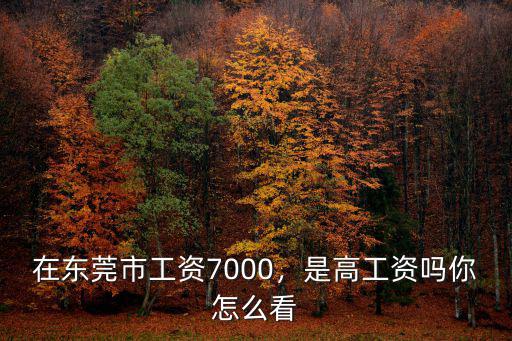 在東莞市工資7000，是高工資嗎你怎么看