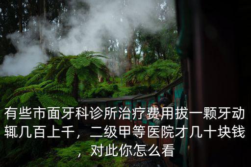 有些市面牙科診所治療費用拔一顆牙動輒幾百上千，二級甲等醫院才幾十塊錢，對此你怎么看