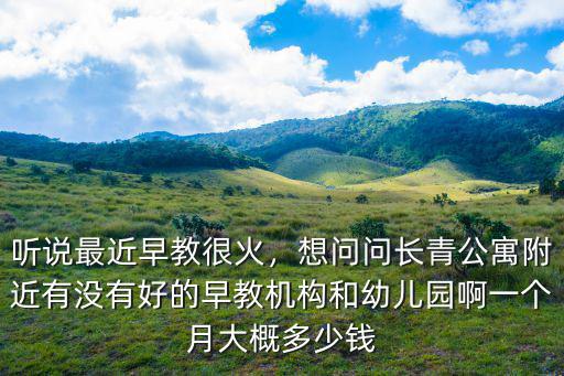 聽說最近早教很火，想問問長青公寓附近有沒有好的早教機構和幼兒園啊一個月大概多少錢