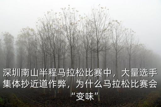 深圳南山半程馬拉松比賽中，大量選手集體抄近道作弊，為什么馬拉松比賽會“變味”
