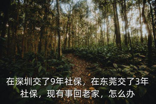 在深圳交了9年社保，在東莞交了3年社保，現有事回老家，怎么辦