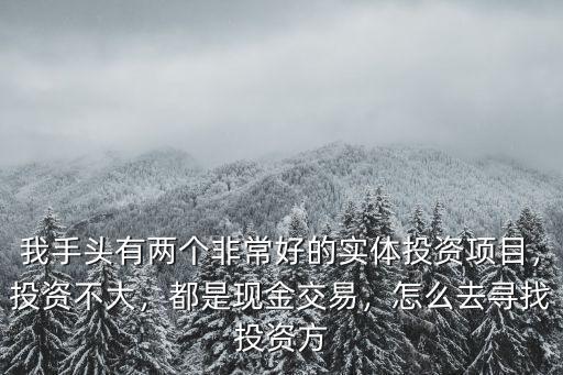 我手頭有兩個非常好的實(shí)體投資項(xiàng)目，投資不大，都是現(xiàn)金交易，怎么去尋找投資方