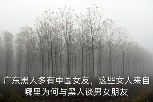 廣東黑人多有中國女友，這些女人來自哪里為何與黑人談男女朋友
