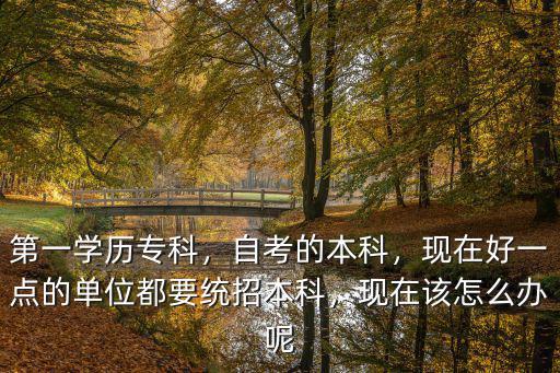 第一學(xué)歷專(zhuān)科，自考的本科，現(xiàn)在好一點(diǎn)的單位都要統(tǒng)招本科，現(xiàn)在該怎么辦呢