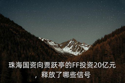 珠海國資向賈躍亭的FF投資20億元，釋放了哪些信號