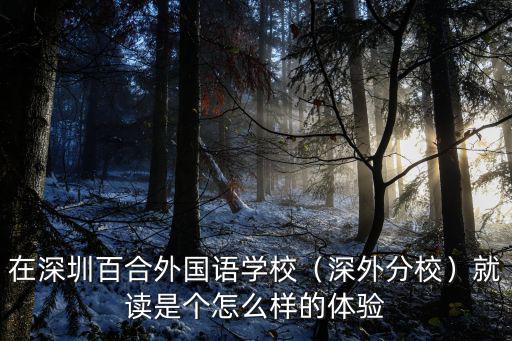 深圳百合北園怎么樣,在深圳百合外國語學校