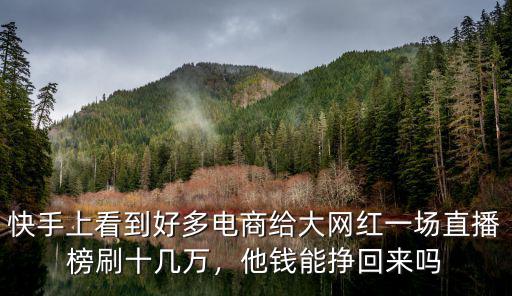 快手上看到好多電商給大網(wǎng)紅一場直播榜刷十幾萬，他錢能掙回來嗎