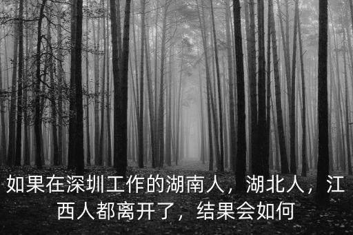 如果在深圳工作的湖南人，湖北人，江西人都離開了，結果會如何