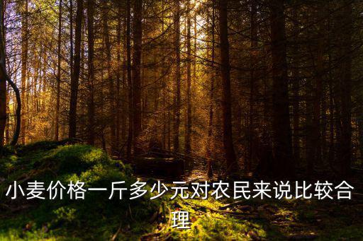 小麥價格一斤多少元對農民來說比較合理