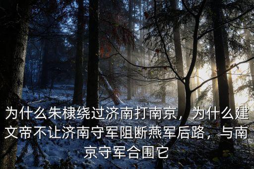 為什么朱棣繞過濟南打南京，為什么建文帝不讓濟南守軍阻斷燕軍后路，與南京守軍合圍它
