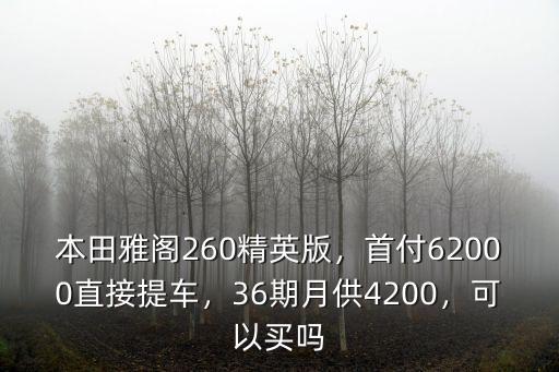 廣東雅閣精英首付10萬月供多少,本田雅閣260精英版