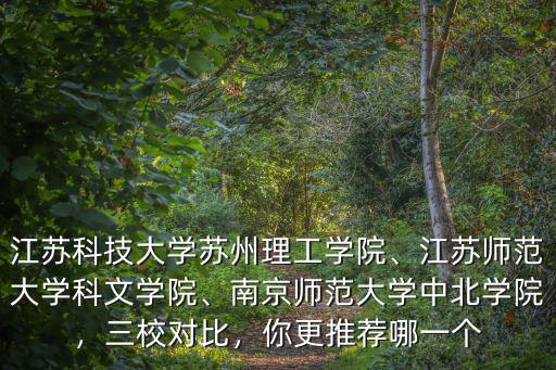 江蘇科技大學蘇州理工學院、江蘇師范大學科文學院、南京師范大學中北學院，三校對比，你更推薦哪一個
