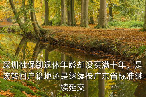 深圳社保到退休年齡卻沒買滿十年，是該轉回戶籍地還是繼續按廣東省標準繼續延交