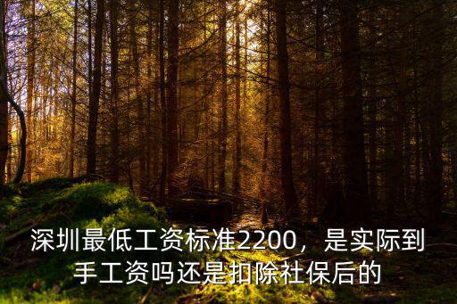 深圳最低工資標準2200，是實際到手工資嗎還是扣除社保后的
